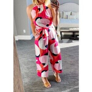 Gibson C Hi Sugarplum! Wide Leg Jumpsuit Romper Size Small Beach Comber Travel